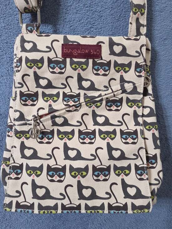 Bungalow360 Handbags - Bungalow 360 Canvas Bag Small Messenger Whimsical Cats
